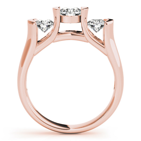 18K Rose Gold 1 ct Diamond Three-Stone Engagement Ring