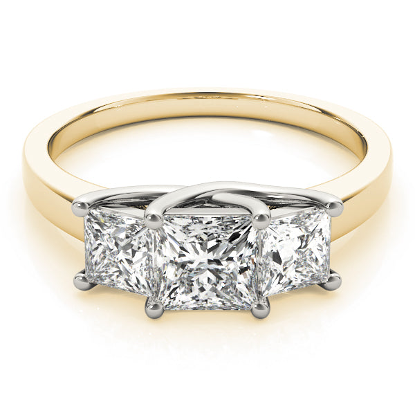 18K Yellow Gold 1.5ctw Square Diamond Three-Stone Ring