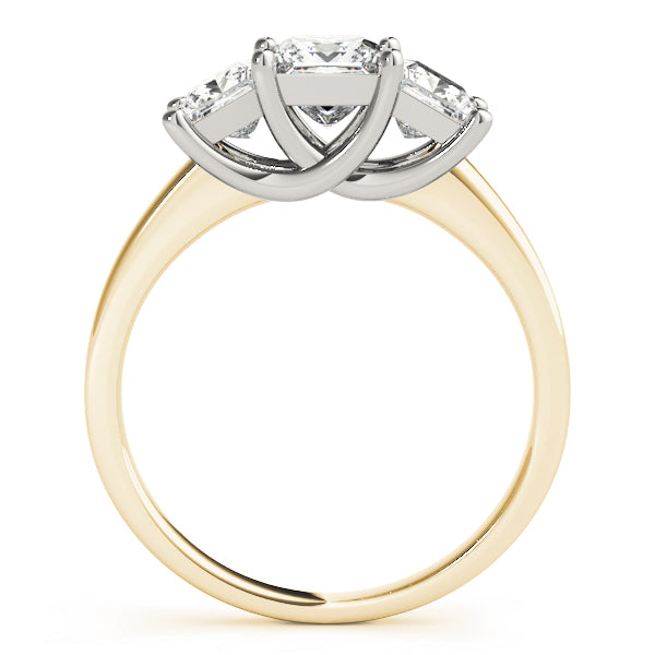 18K Yellow Gold 1.5ctw Square Diamond Three-Stone Ring
