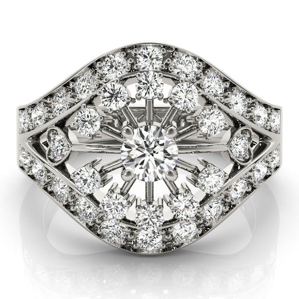 14K White Gold Multi-Diamond Right Hand Ring