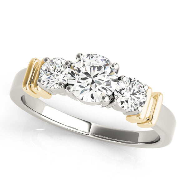 18K Yellow Gold 1 ct Diamond Three-Stone Engagement Ring