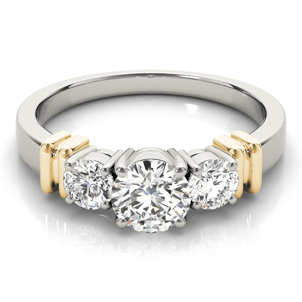 18K Yellow Gold 1 ct Diamond Three-Stone Engagement Ring