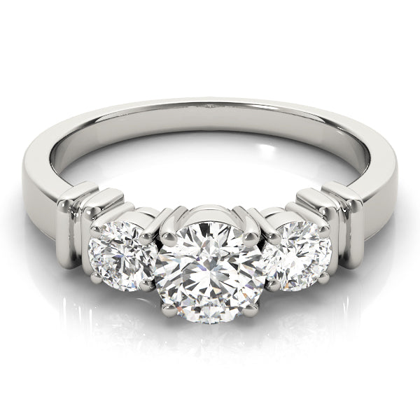 Platinum 1 ct Round Diamond Three-Stone Engagement Ring