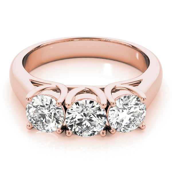 18K Rose Gold 1 ct Diamond Three-Stone Engagement Ring