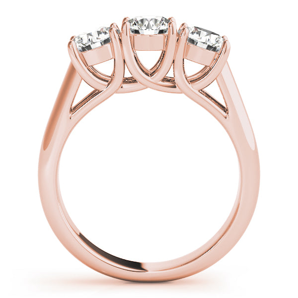 18K Rose Gold 1 ct Diamond Three-Stone Engagement Ring