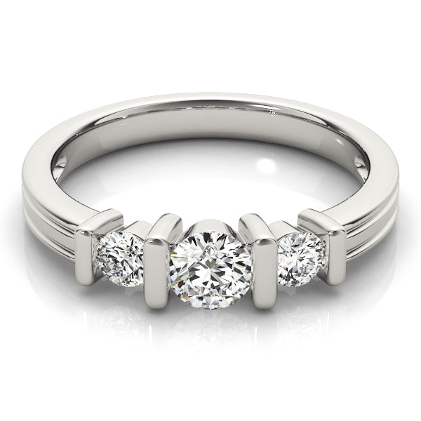 14K White Gold 1ctw Round Diamond Three-Stone Ring