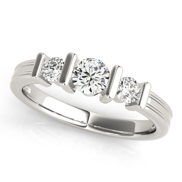 14K White Gold 1ctw Round Diamond Three-Stone Ring
