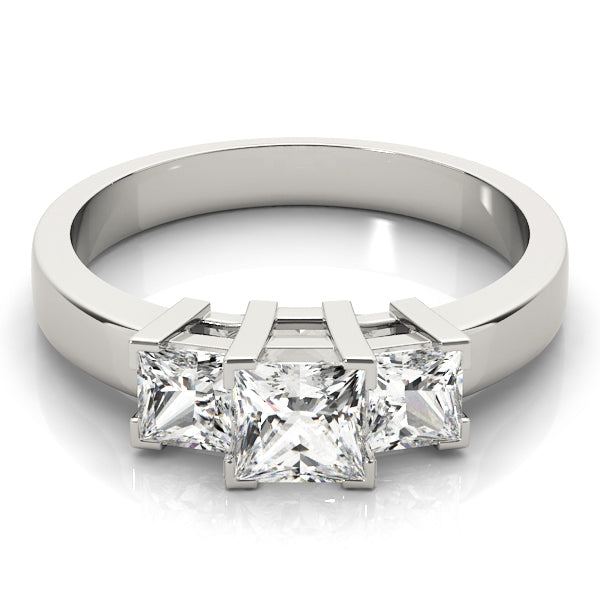 Platinum 1.24ctw Square Diamond Three Stone Ring