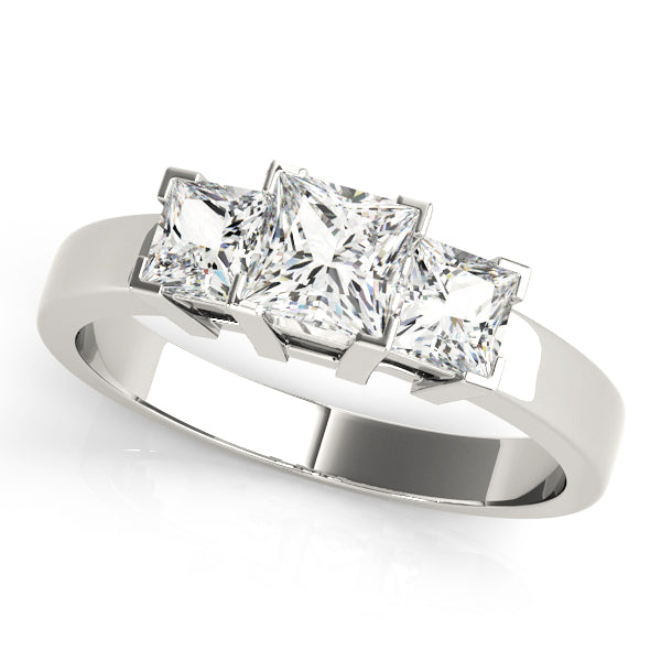 14K White Gold Square Diamond Engagement Ring