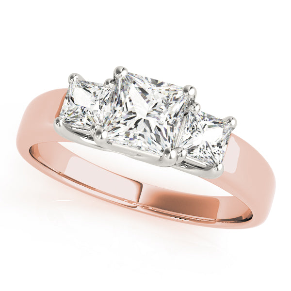 18K Rose Gold 3/4 CT Square Diamond Engagement Ring