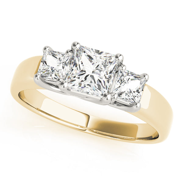 18K Yellow Gold 3/4 CT Square Diamond Engagement Ring