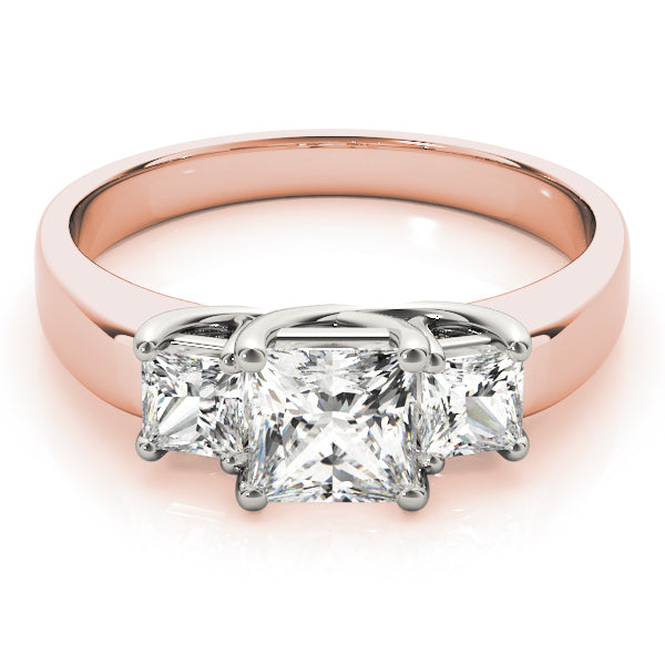 18K Rose Gold 3/4 CT Square Diamond Engagement Ring