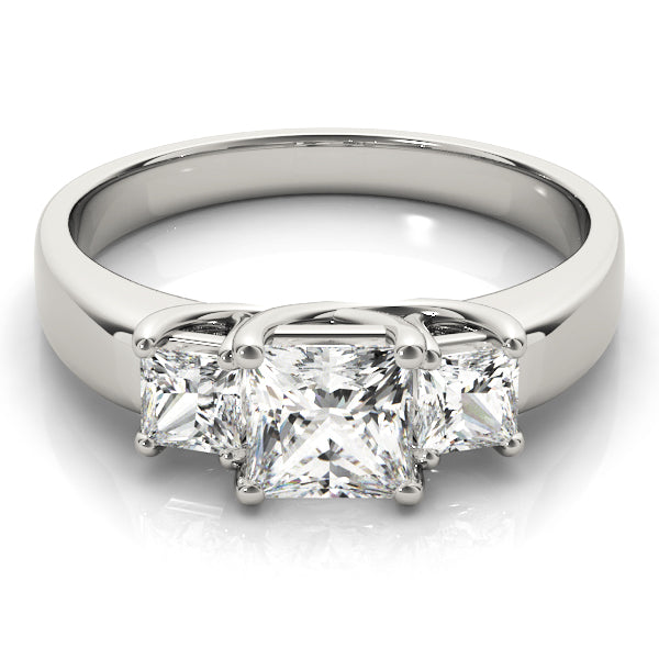 14K White Gold 0.73 ctw Square Diamond Engagement Ring