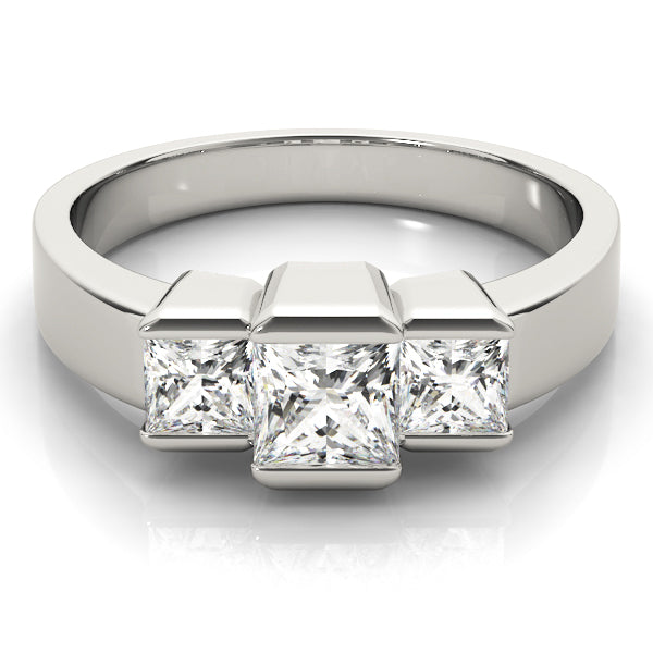 Platinum 1.12 CT Square Diamond Three Stone Ring
