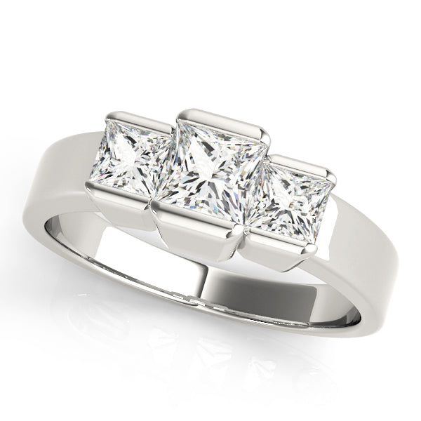 14K White Gold 1.12 ctw Square Diamond Engagement Ring
