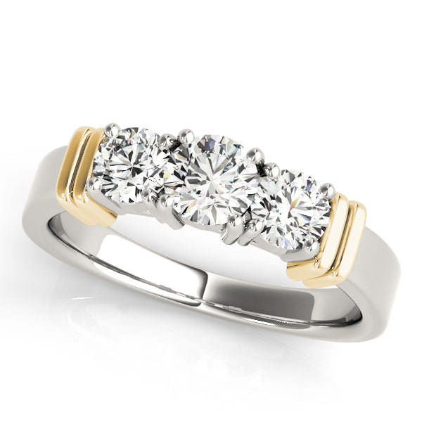 18K Yellow Gold 1 ct Diamond Three-Stone Engagement Ring