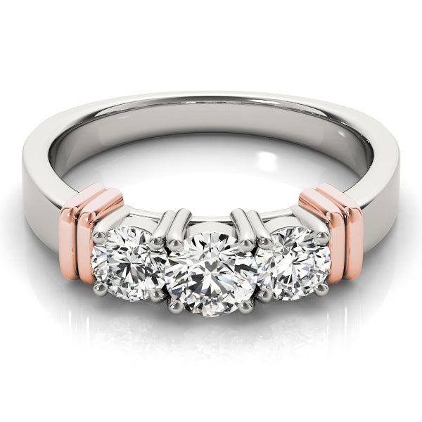 18K Rose Gold 1 ct Diamond Three-Stone Engagement Ring