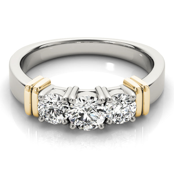 18K Yellow Gold 1 ct Diamond Three-Stone Engagement Ring