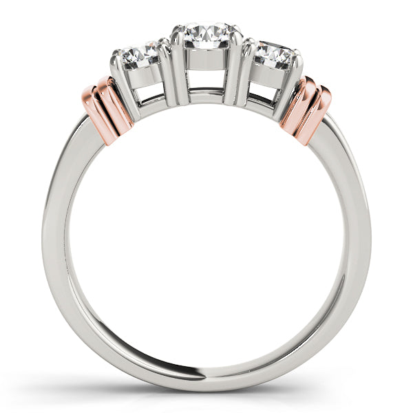 18K Rose Gold 1 ct Diamond Three-Stone Engagement Ring