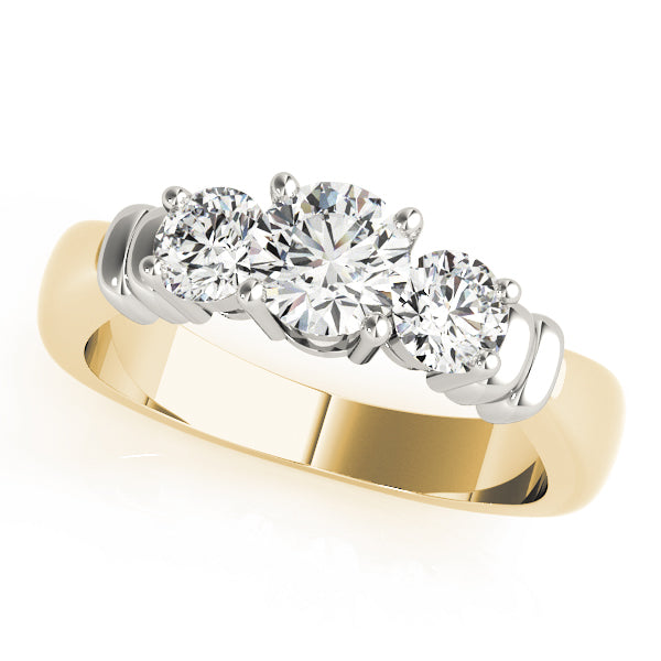 18K Yellow Gold 1 ct Diamond Three-Stone Engagement Ring