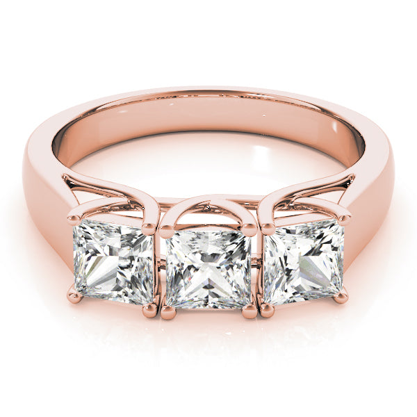Rose Gold 3-Stone Princess Diamond Engagement Ring