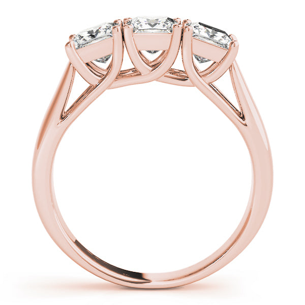 Rose Gold 3-Stone Princess Diamond Engagement Ring