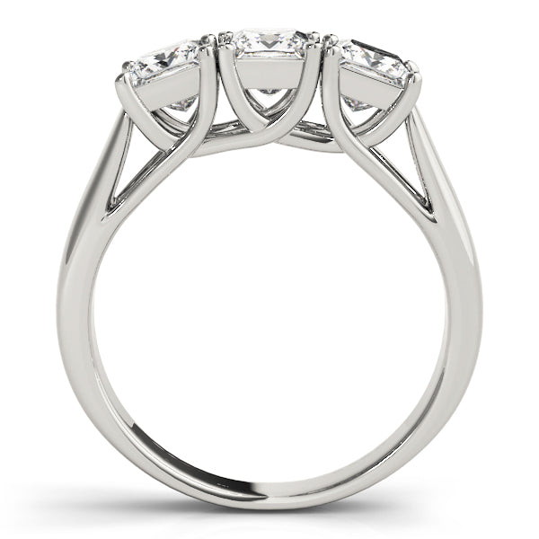 18K White Gold Princess Diamond 3-Stone Ring