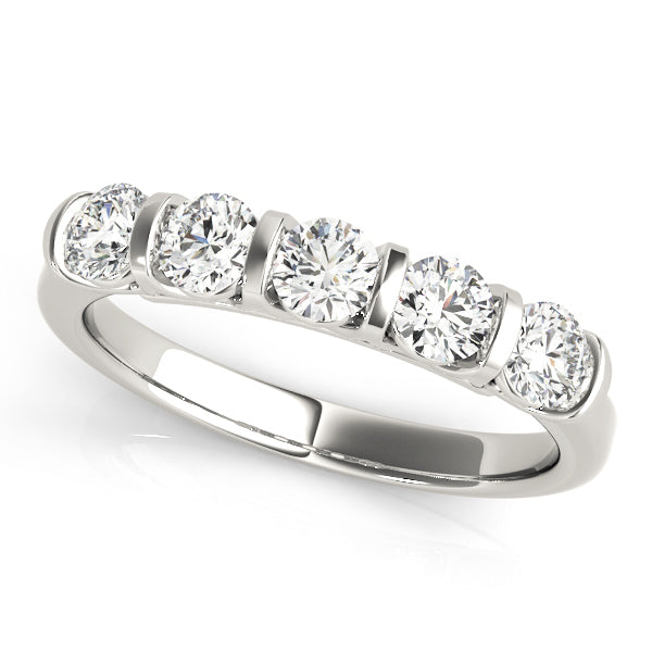 14K White Gold 5-Stone Diamond Wedding Ring