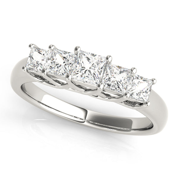 14K White Gold Square Diamond Wedding Ring