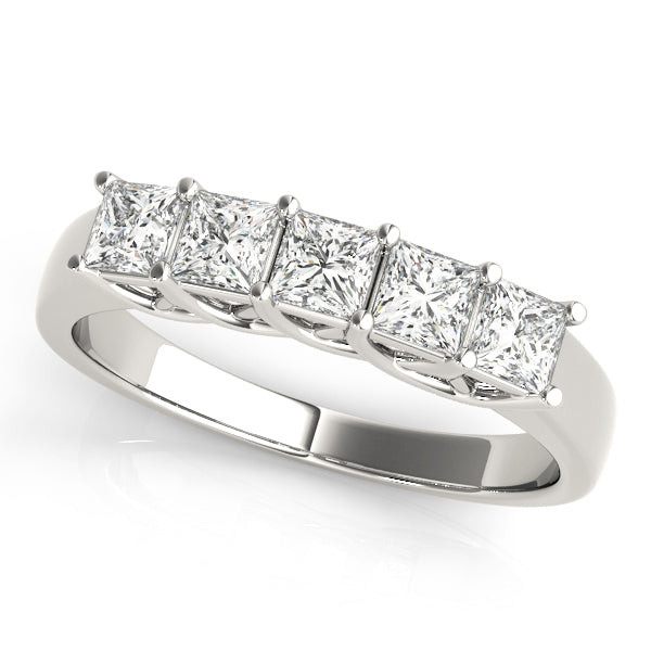 14K White Gold Square Diamond Wedding Ring
