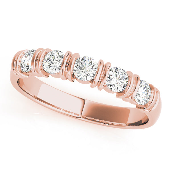 18K Rose Gold 5-Stone Diamond Wedding Ring