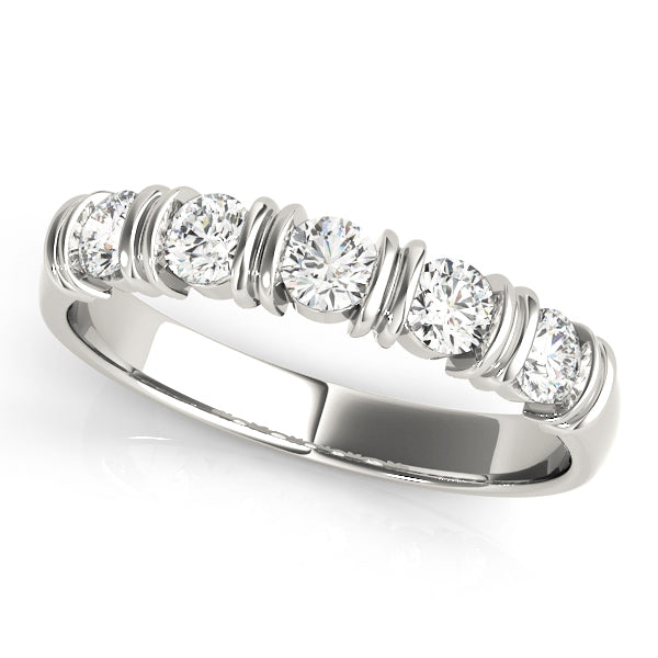 18K White Gold 5-Stone Diamond Wedding Ring