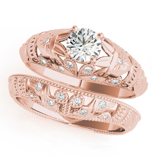 18K Rose Gold Vintage Diamond Engagement Ring 0.38ctw