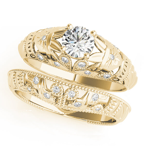 18K Yellow Gold Vintage Diamond Engagement Ring 0.38ctw