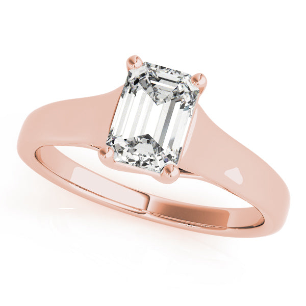 14K Rose Gold 1 CT Emerald Diamond Engagement Ring