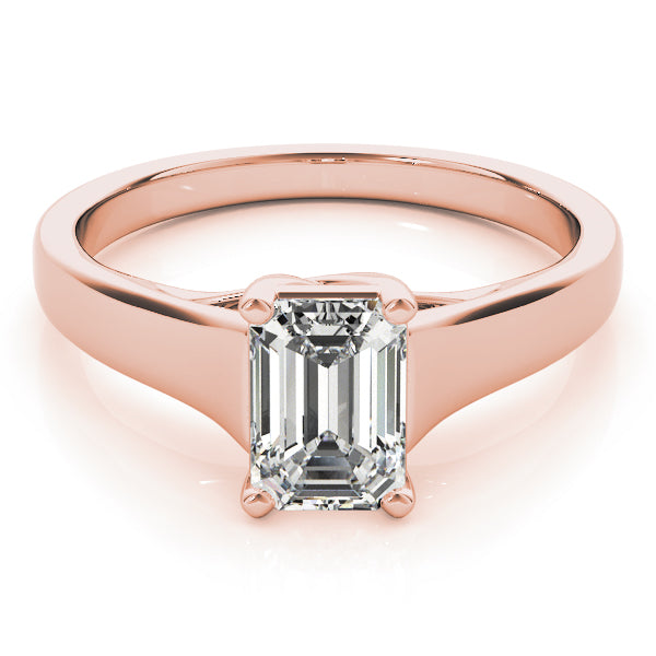 14K Rose Gold 1 CT Emerald Diamond Engagement Ring