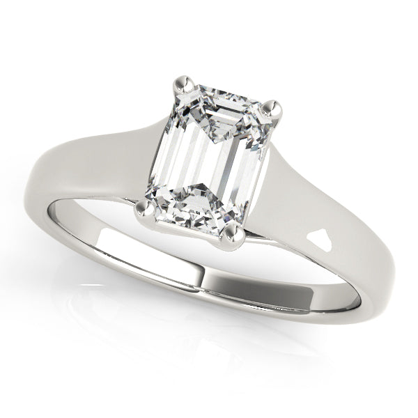 18K White Gold 1 CT Emerald Diamond Solitaire Ring