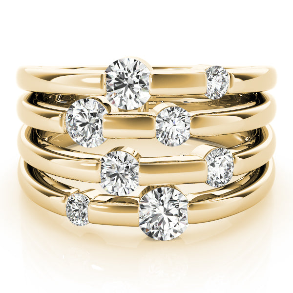 18K Yellow Gold Round Diamond Fashion Ring
