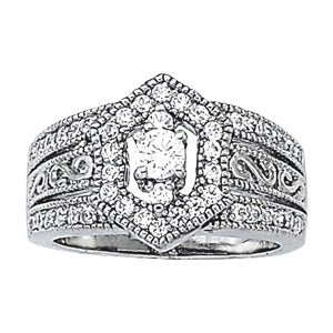 14K White Gold Round Diamond Fashion Ring