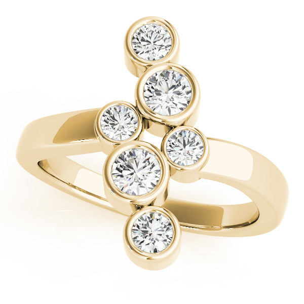 18K Yellow Gold Round Diamond Fashion Ring