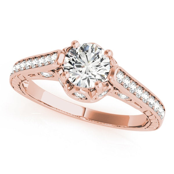 18K Rose Gold 1 ct tw Vintage Diamond Engagement Ring
