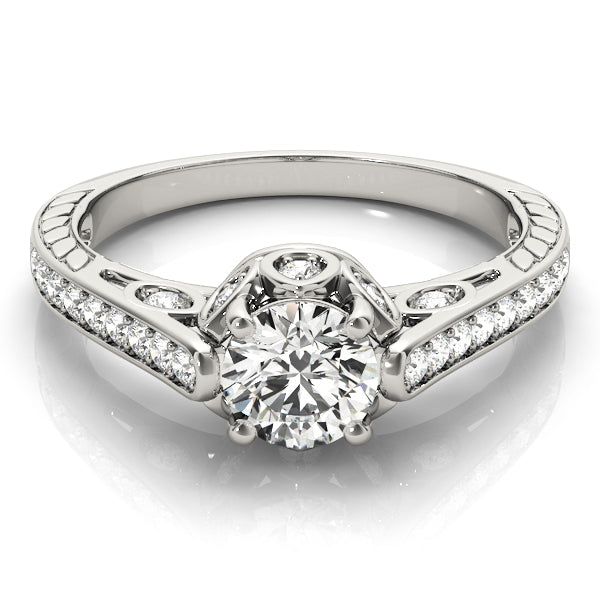 Platinum Vintage Round Diamond Engagement Ring