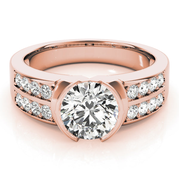 14K Rose Gold Pave Diamond Engagement Ring 1 ctw