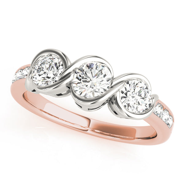Rose Gold 1 CT Round Diamond Three-Stone Engagement Ring