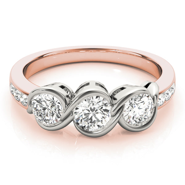 Rose Gold 1 CT Round Diamond Three-Stone Engagement Ring