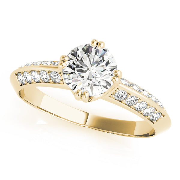 18K Yellow Gold Diamond Pave Engagement Ring 1 ctw