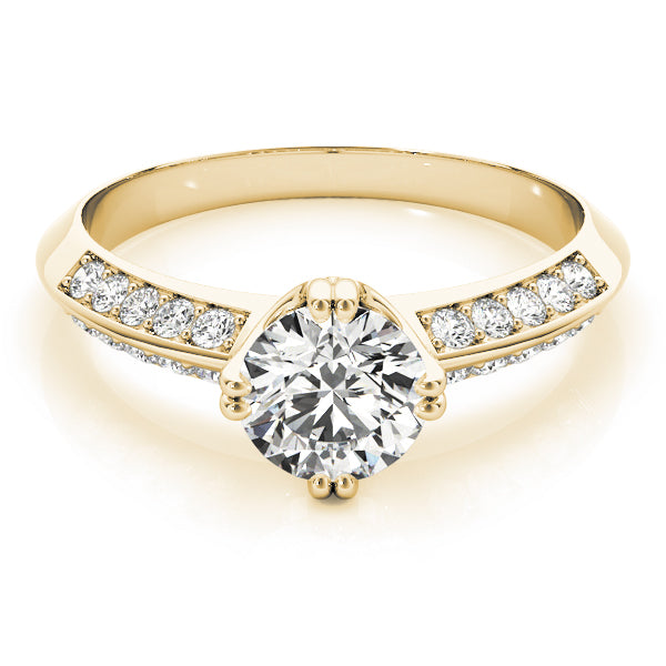 18K Yellow Gold Diamond Pave Engagement Ring 1 ctw