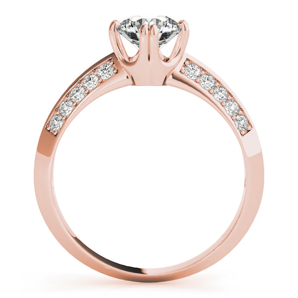 14K Rose Gold Diamond Pave Engagement Ring 1 ctw