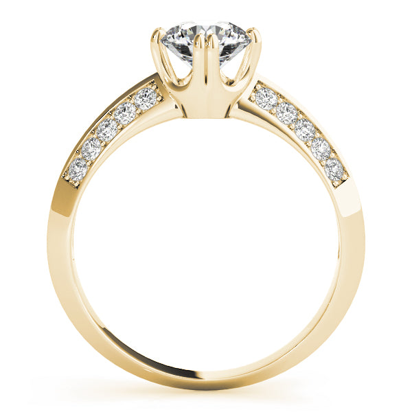 18K Yellow Gold Diamond Pave Engagement Ring 1 ctw