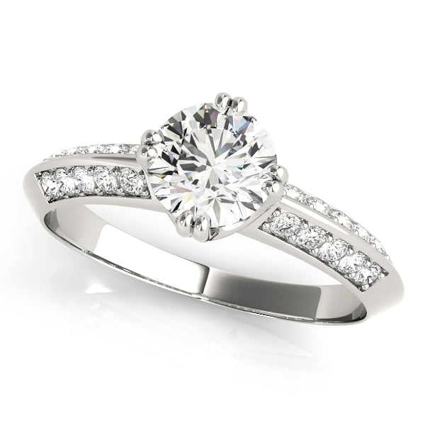 18K White Gold Round Diamond Pave Engagement Ring